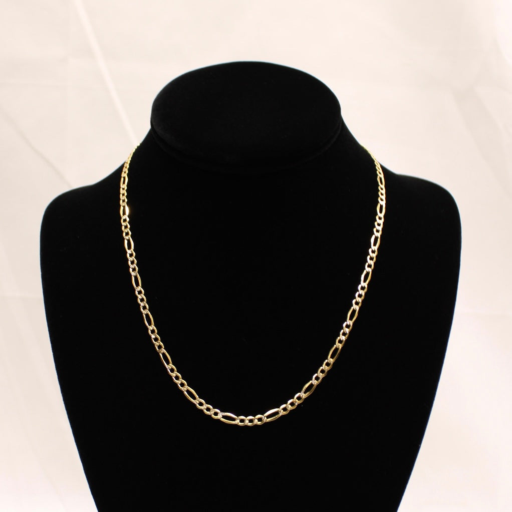 10K Paveh Figaro Chain 24 inch