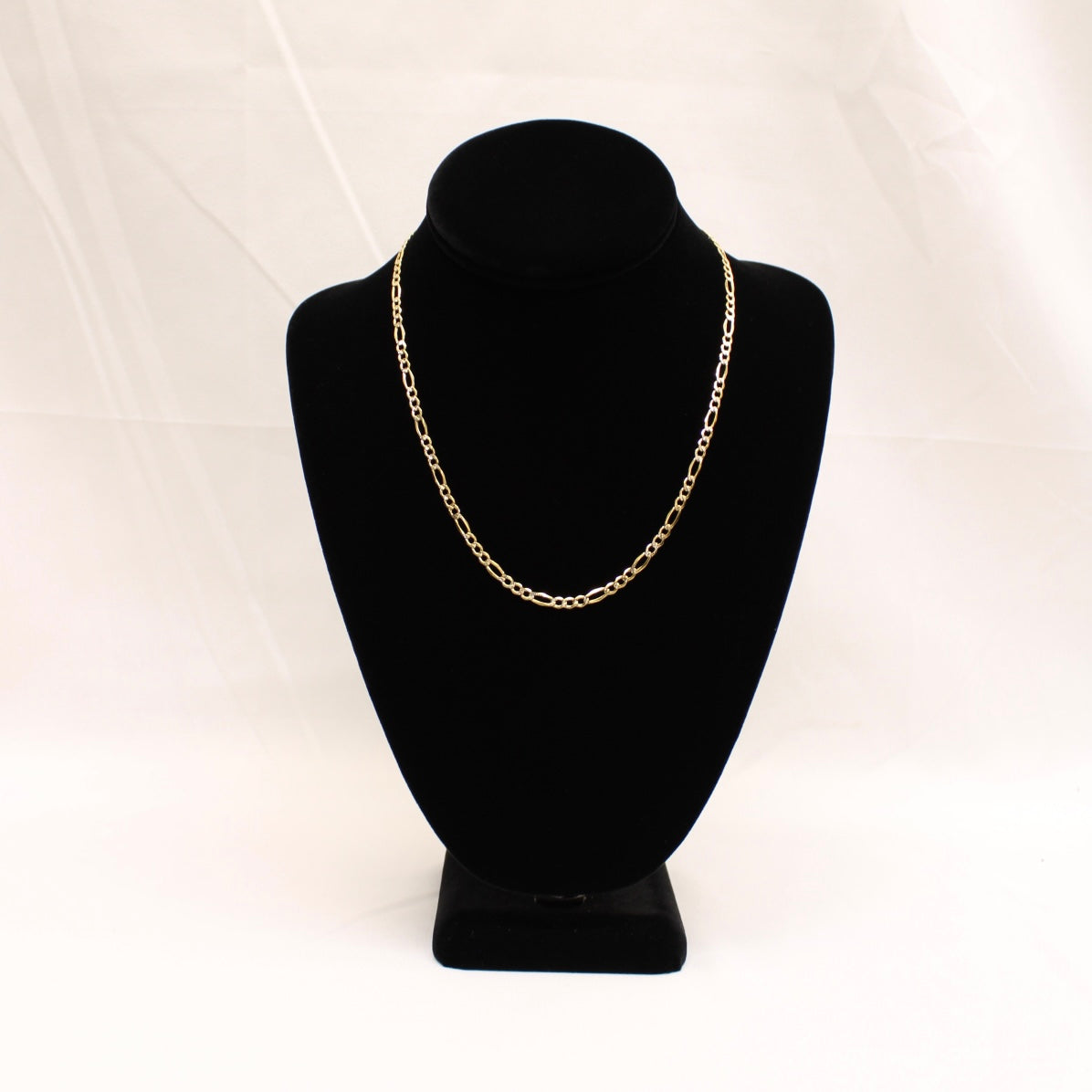 10K Paveh Figaro Chain 24 inch