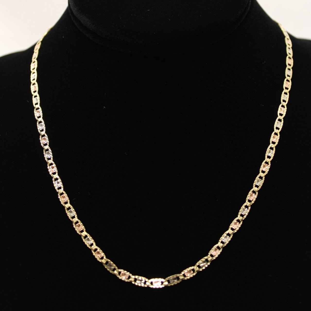 10K Tri-Color Star Valentino Chain 24 inch