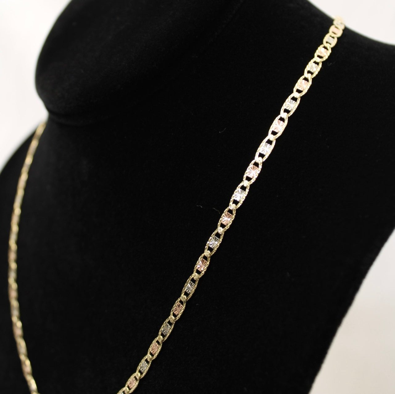 10K Tri-Color Star Valentino Chain 24 inch