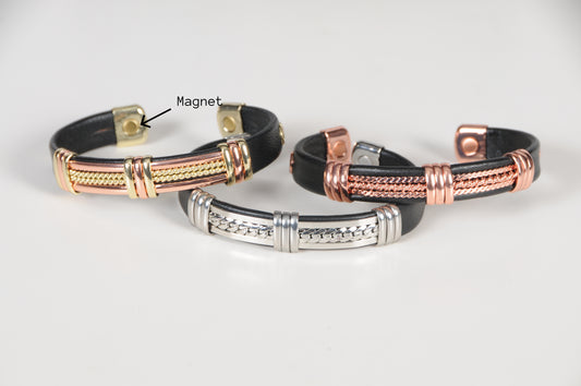 Magnetic Pure Copper Leatherette Cuffs | Item #6143-M/CH
