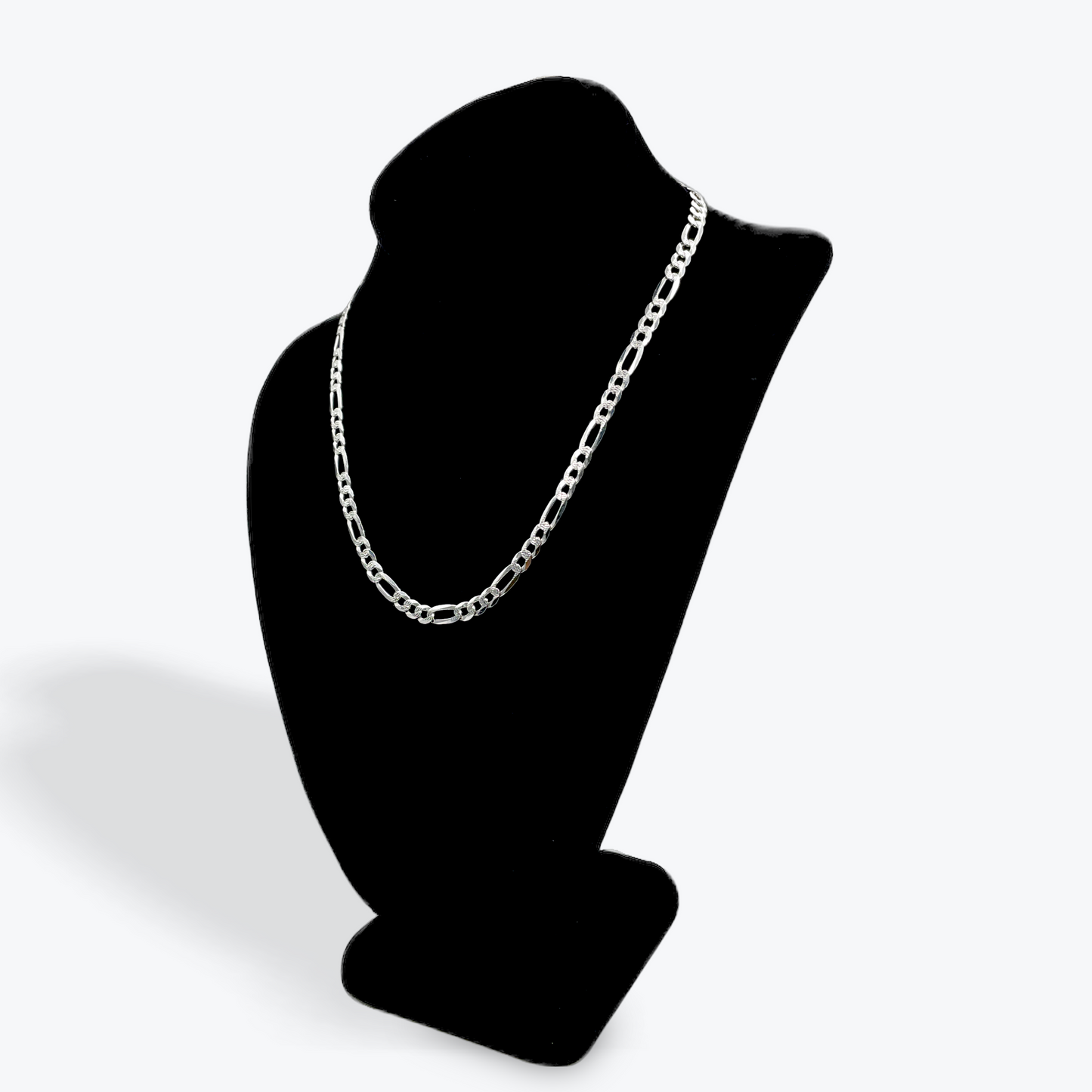 925 Silver Figaro Chain Diamond Cut Non-Plated - 18 inch