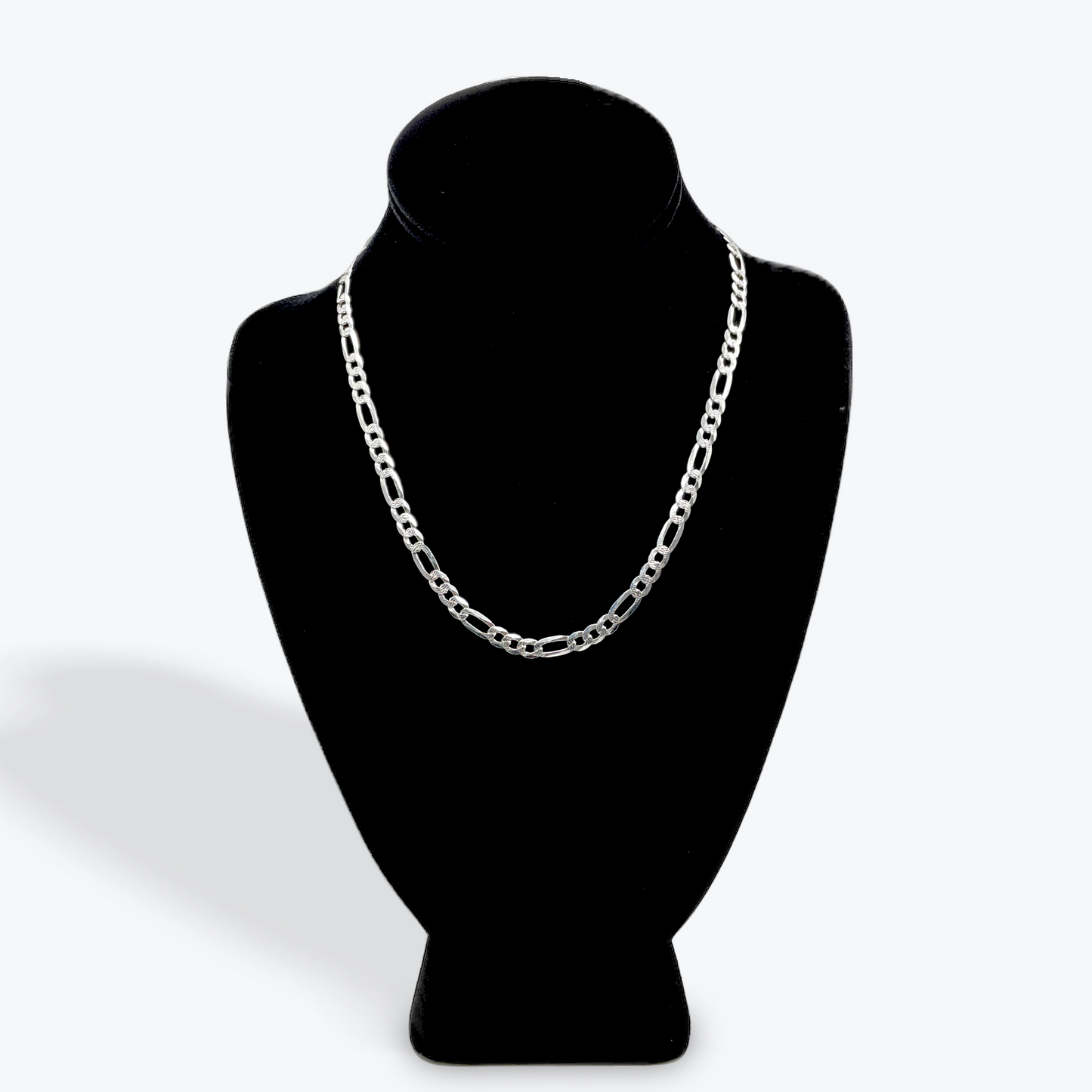 925 Silver Figaro Chain Diamond Cut Non-Plated - 18 inch