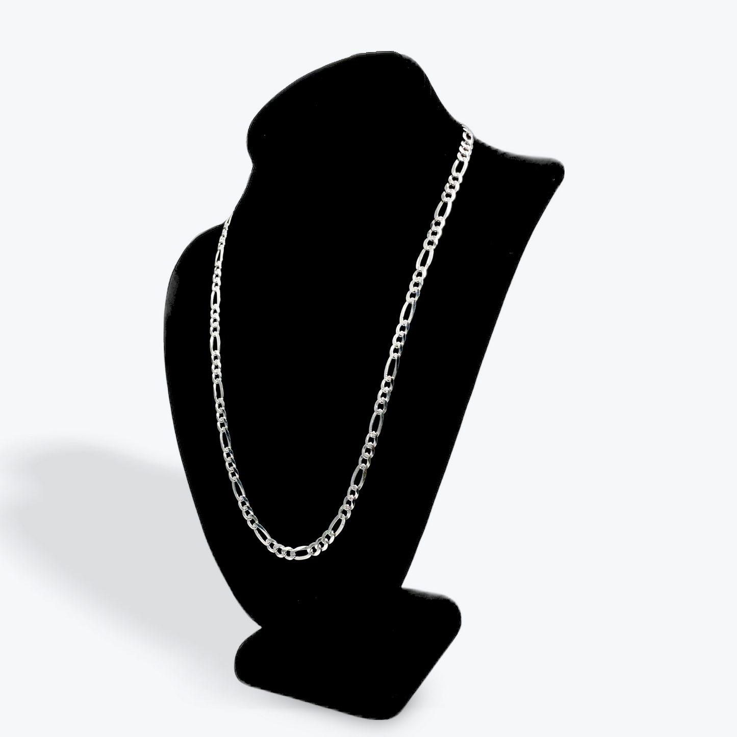 925 Silver Figaro Chain Diamond Cut Non-Plated - 22 inch