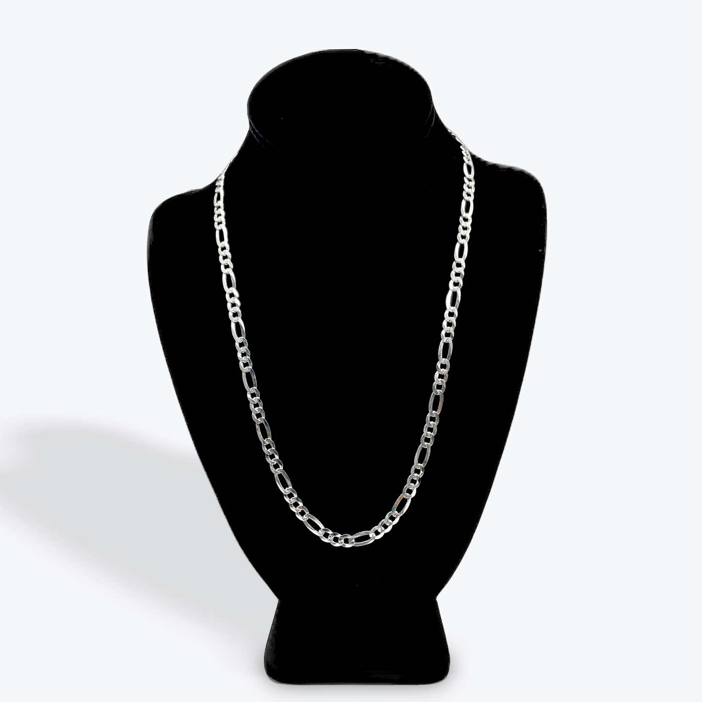925 Silver Figaro Chain Diamond Cut Non-Plated - 22 inch