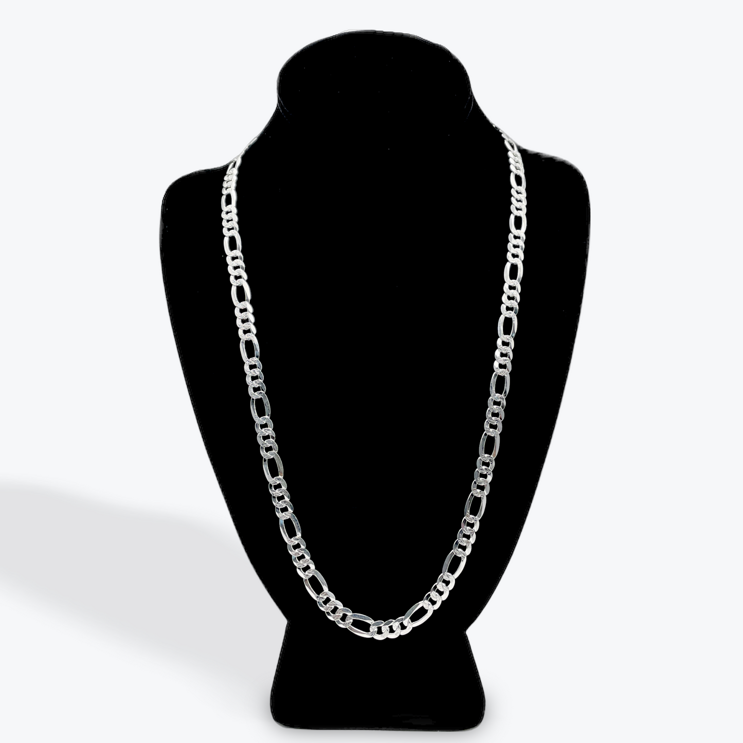 925 Silver Figaro Chain Diamond Cut Non-Plated - 24 inch