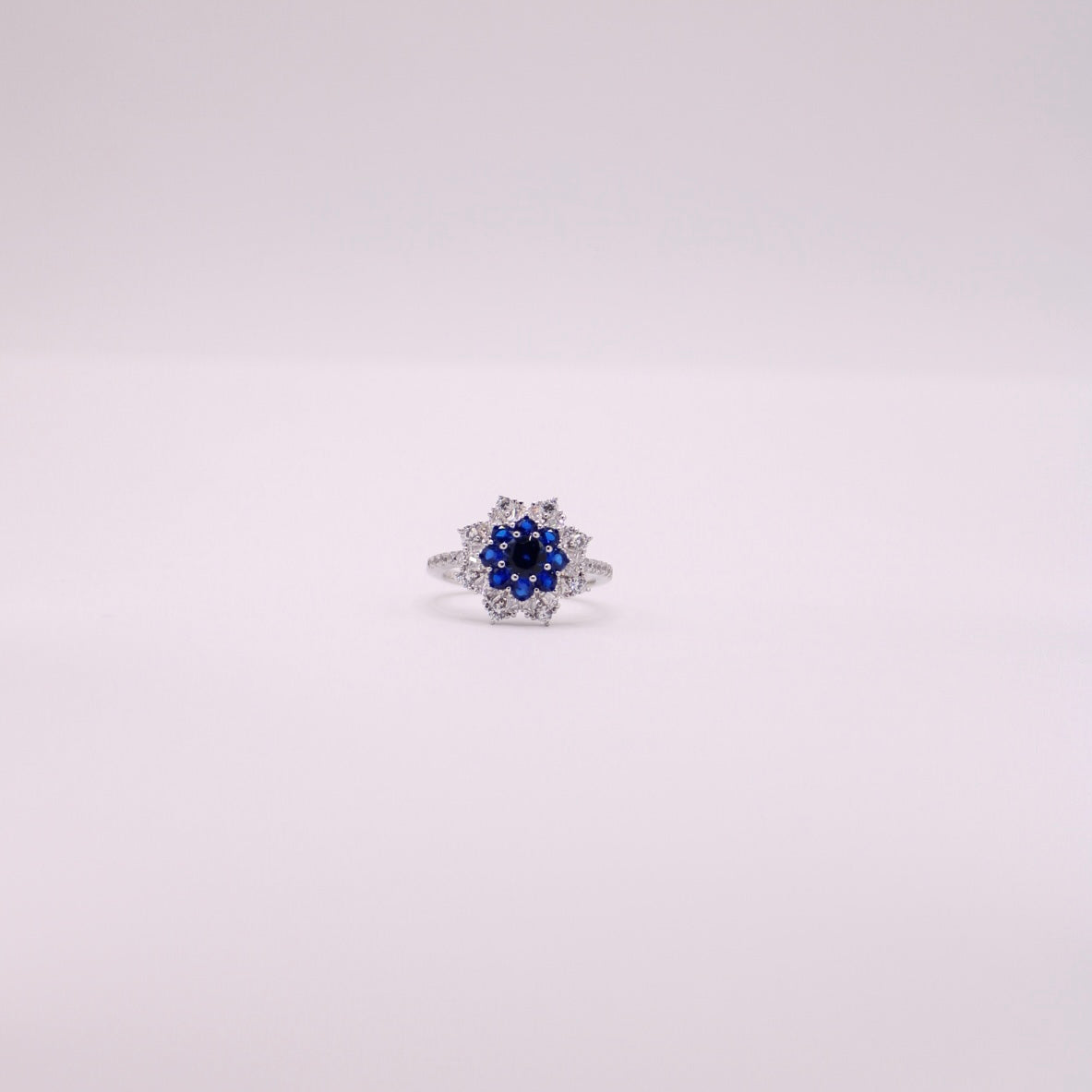 925 Blue Flower Ring
