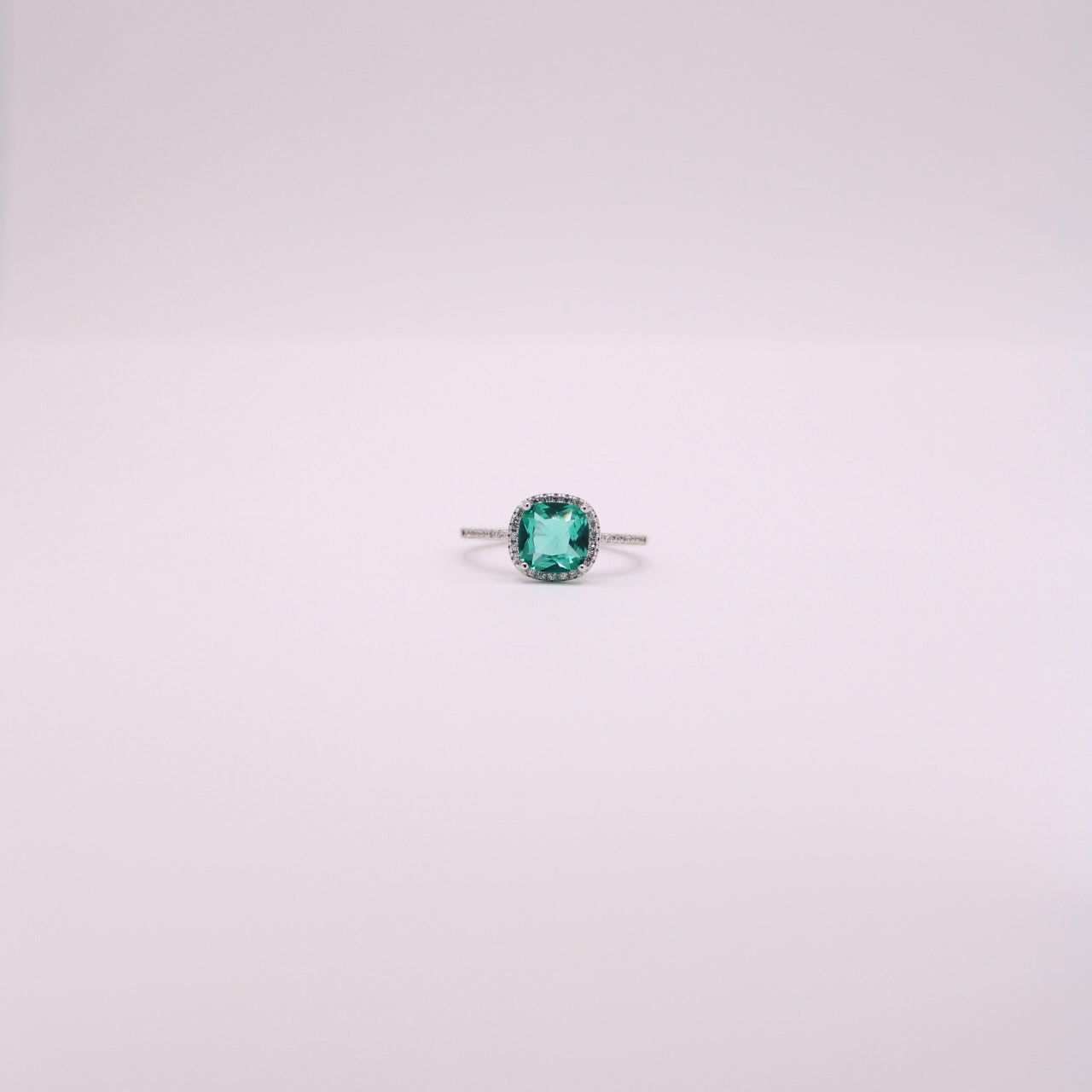 925 Sea Green Rounded Square Ring