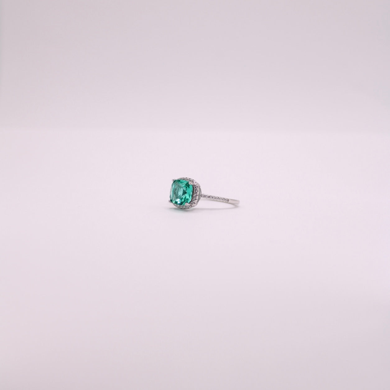 925 Sea Green Rounded Square Ring