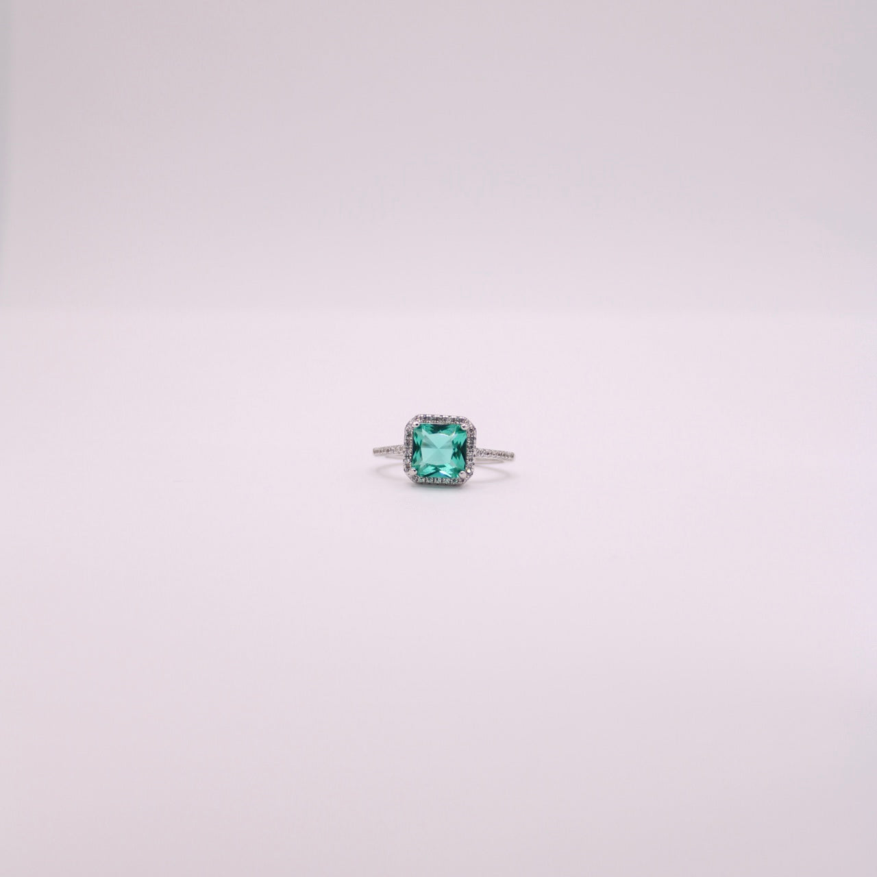 925 Sea Green Square Ring