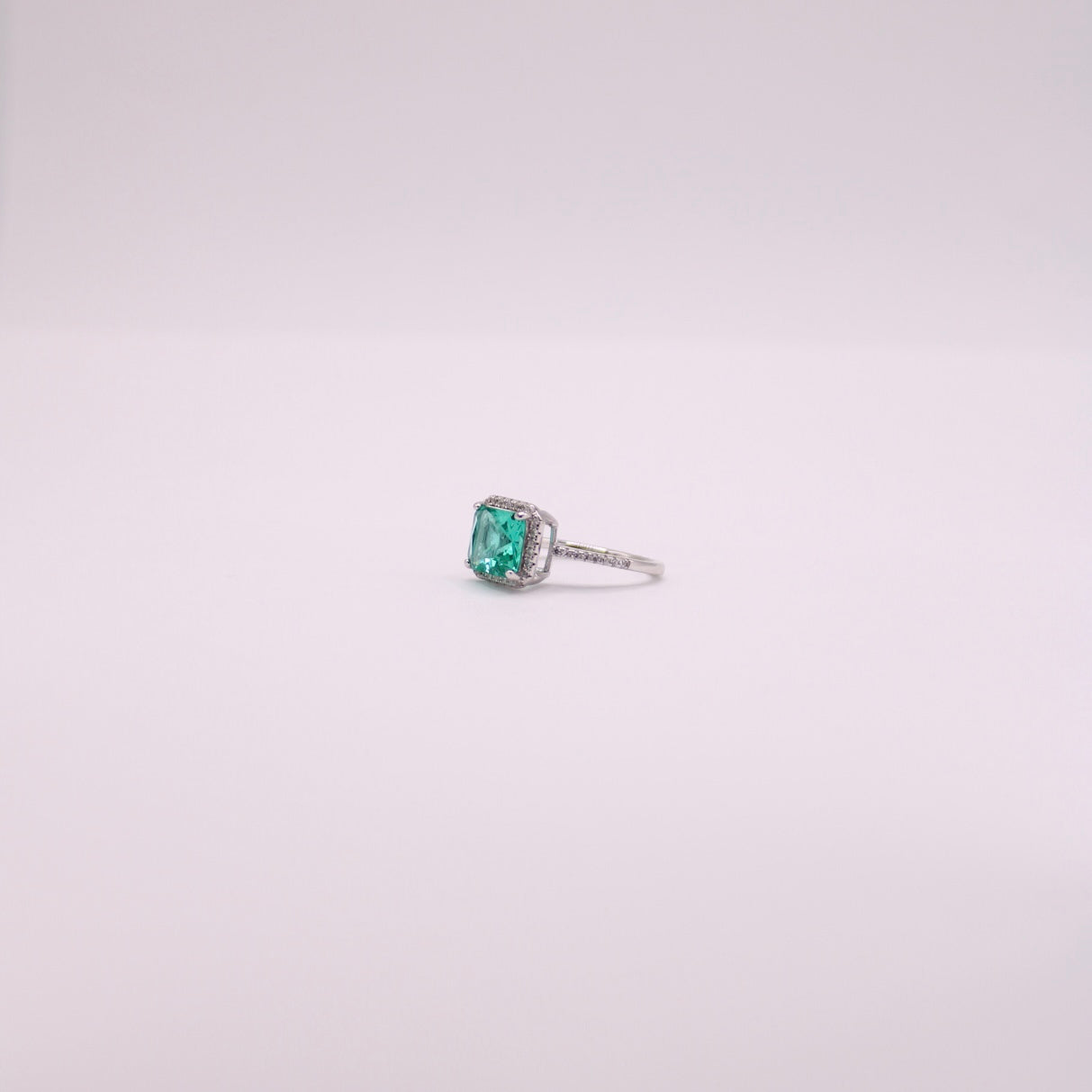 925 Sea Green Square Ring