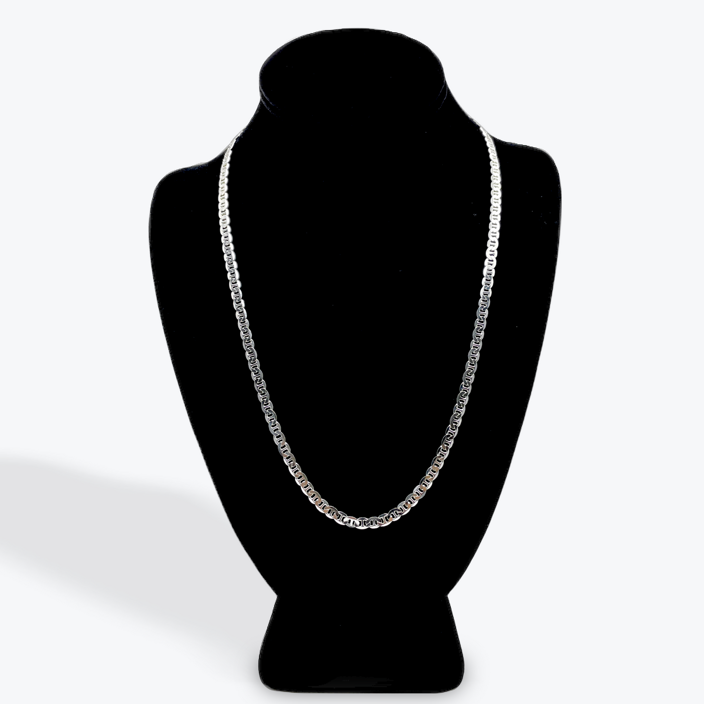 925 Silver Paveh Flat Marinar Chain - 22 inch