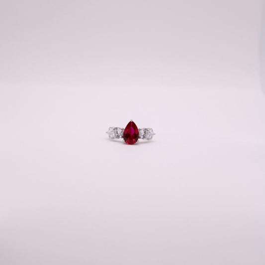 925 Red Drop Ring