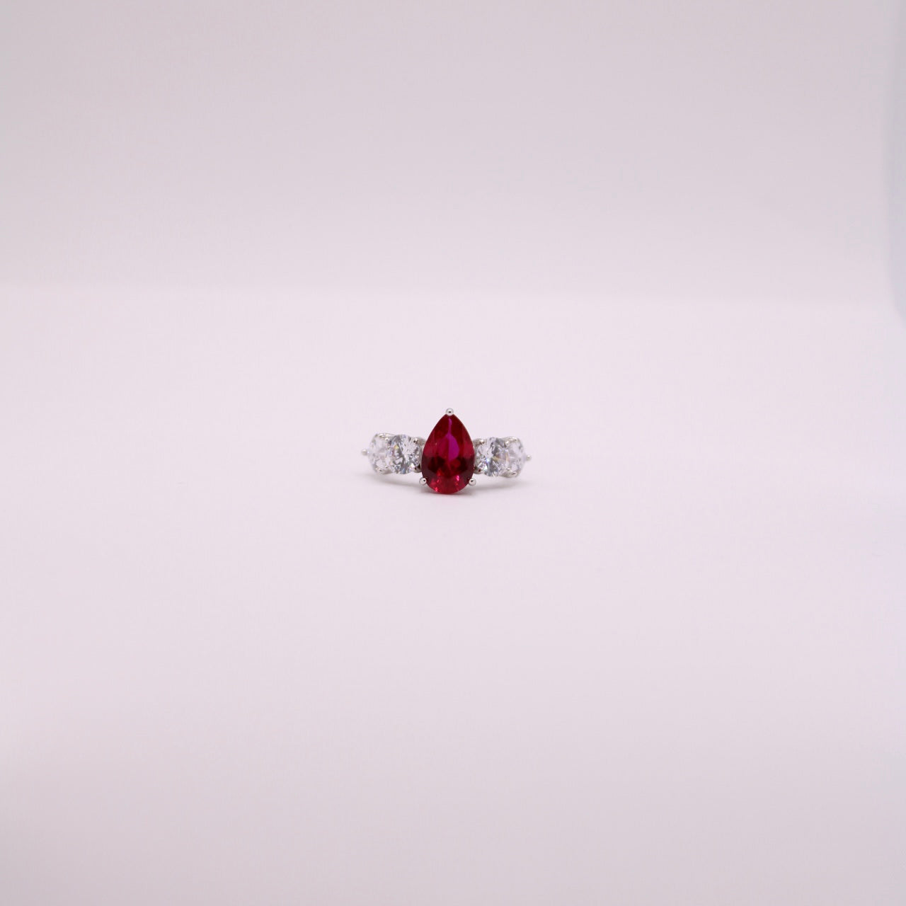 925 Red Drop Ring