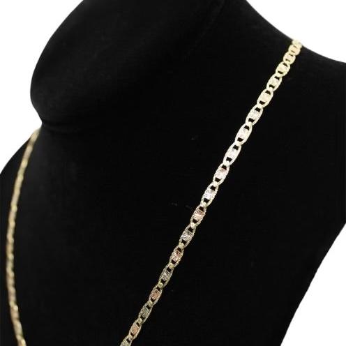 10K Tri-Color Star Valentino Chain 20 inch
