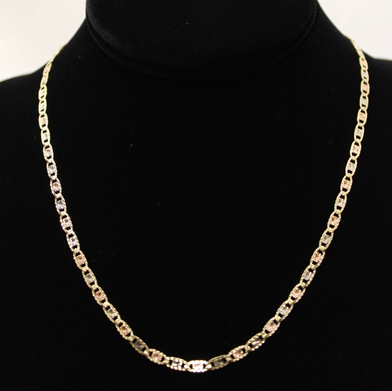 10K Tri-Color Star Valentino Chain 20 inch