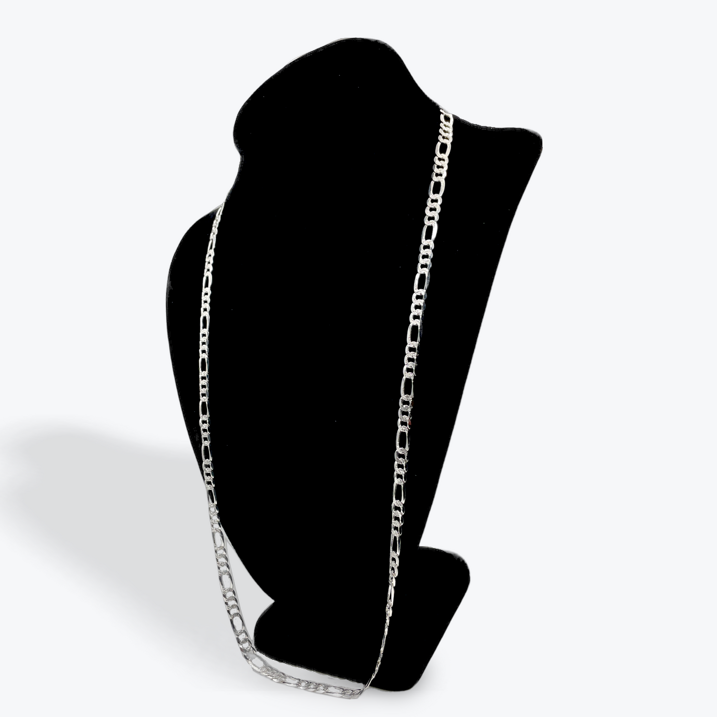 925 Silver Figaro Chain Diamond Cut Non-Plated - 28 inch