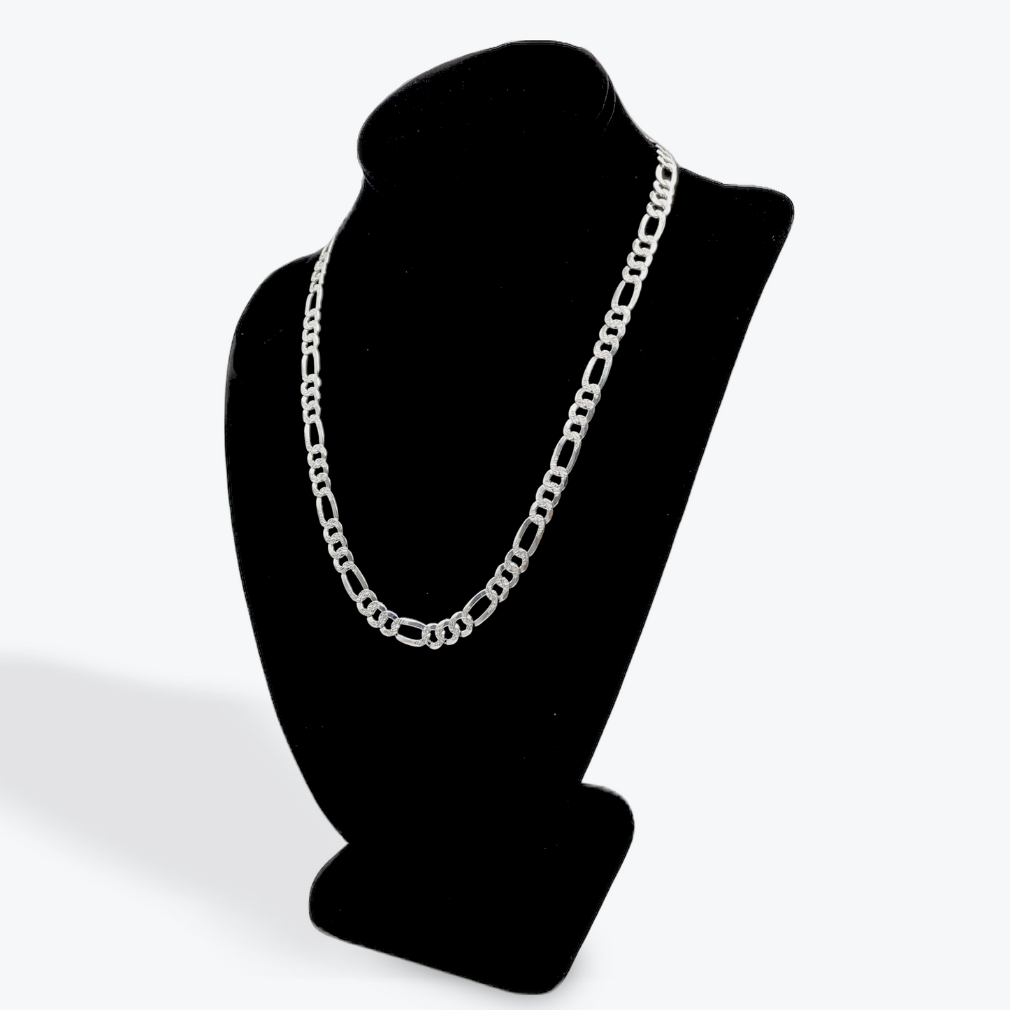 925 Silver Figaro Chain Diamond Cut Non-Plated - 20 inch