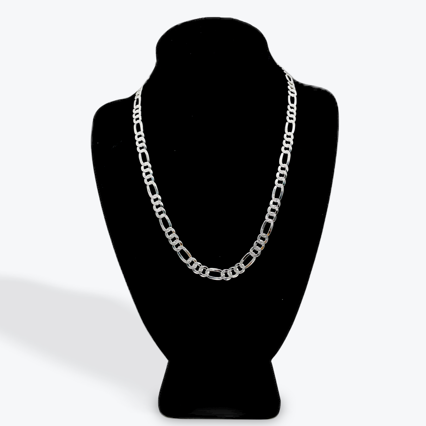 925 Silver Figaro Chain Diamond Cut Non-Plated - 20 inch
