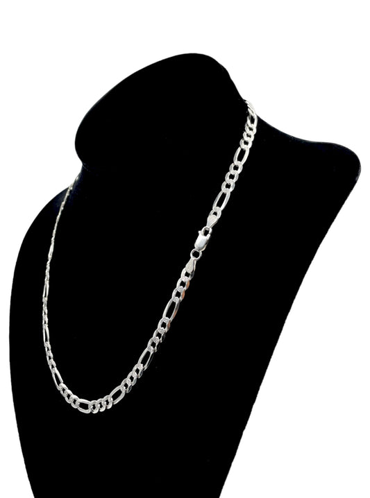 925 Silver Figaro Chain Diamond Cut Non-Plated - 16 inch