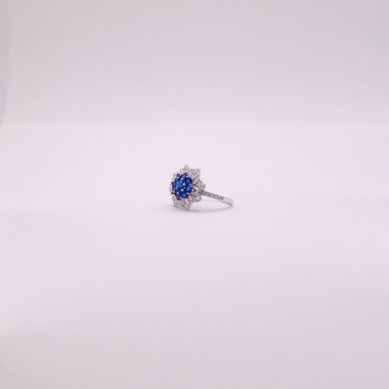 925 Blue Flower Ring