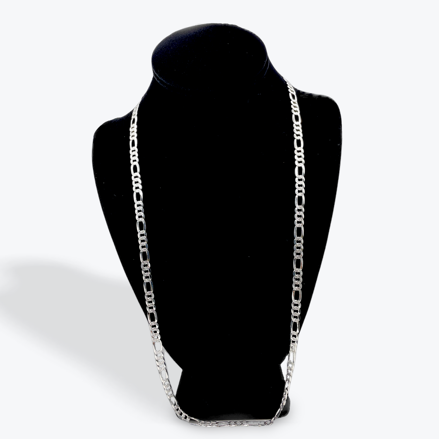 925 Silver Figaro Chain Diamond Cut Non-Plated - 28 inch