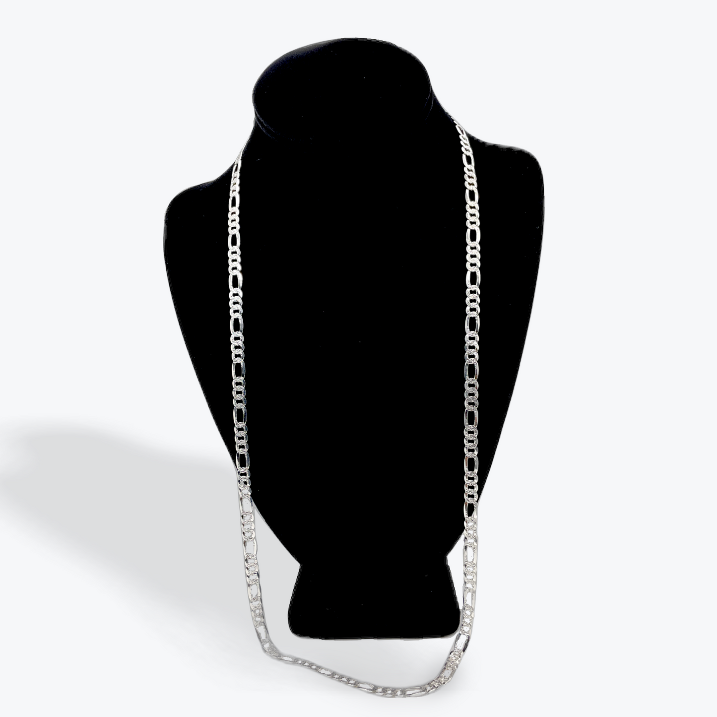 925 Silver Figaro Chain Diamond Cut Non-Plated - 30 inch