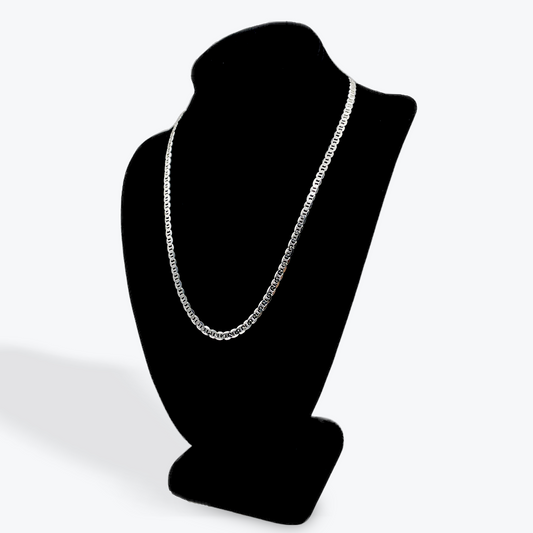 925 Silver Paveh Flat Marinar Chain - 20 inch