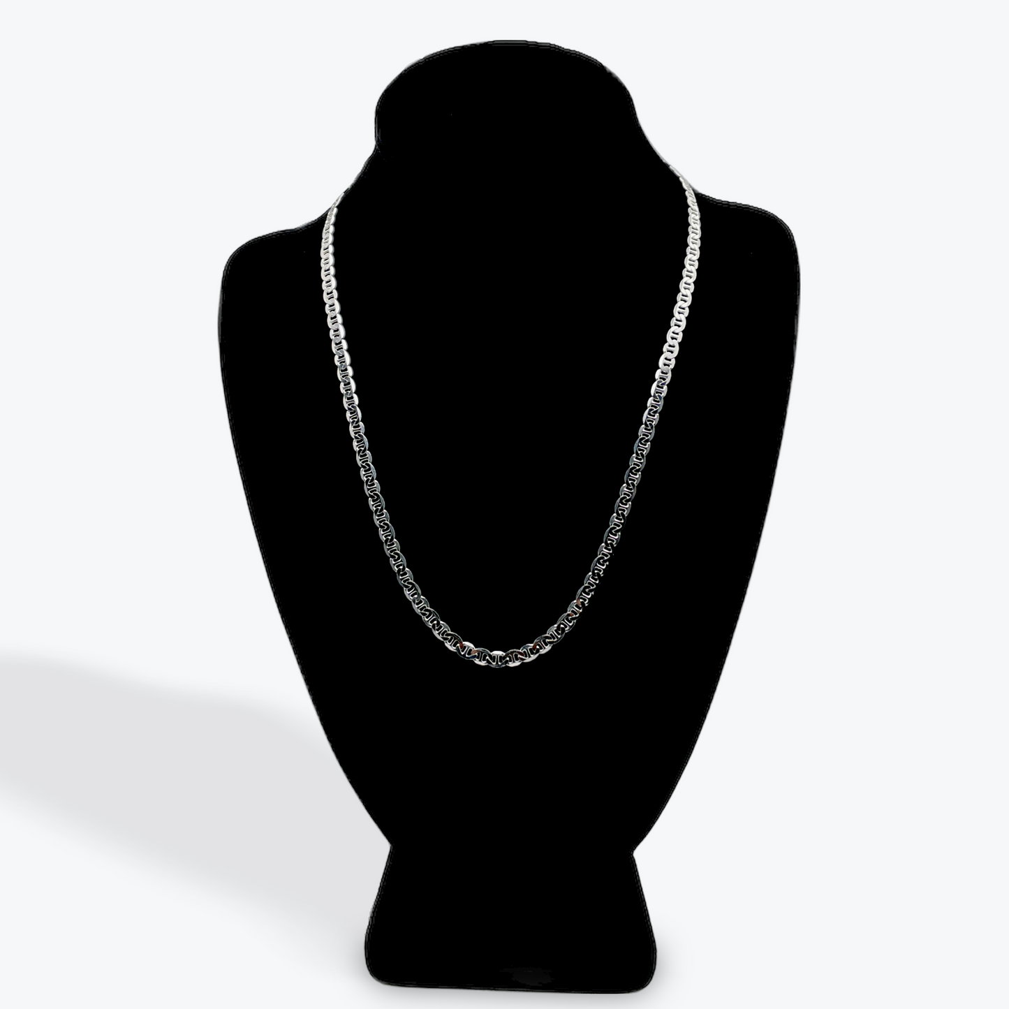 925 Silver Paveh Flat Marinar Chain - 20 inch