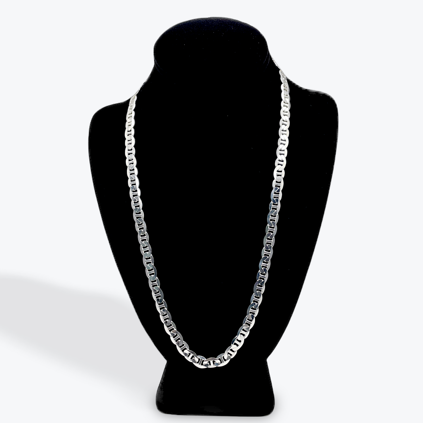 925 Silver Paveh Flat Marinar Chain - 24 inch