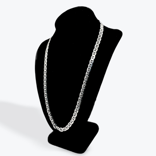 925 Silver Paveh Flat Marinar Chain - 24 inch