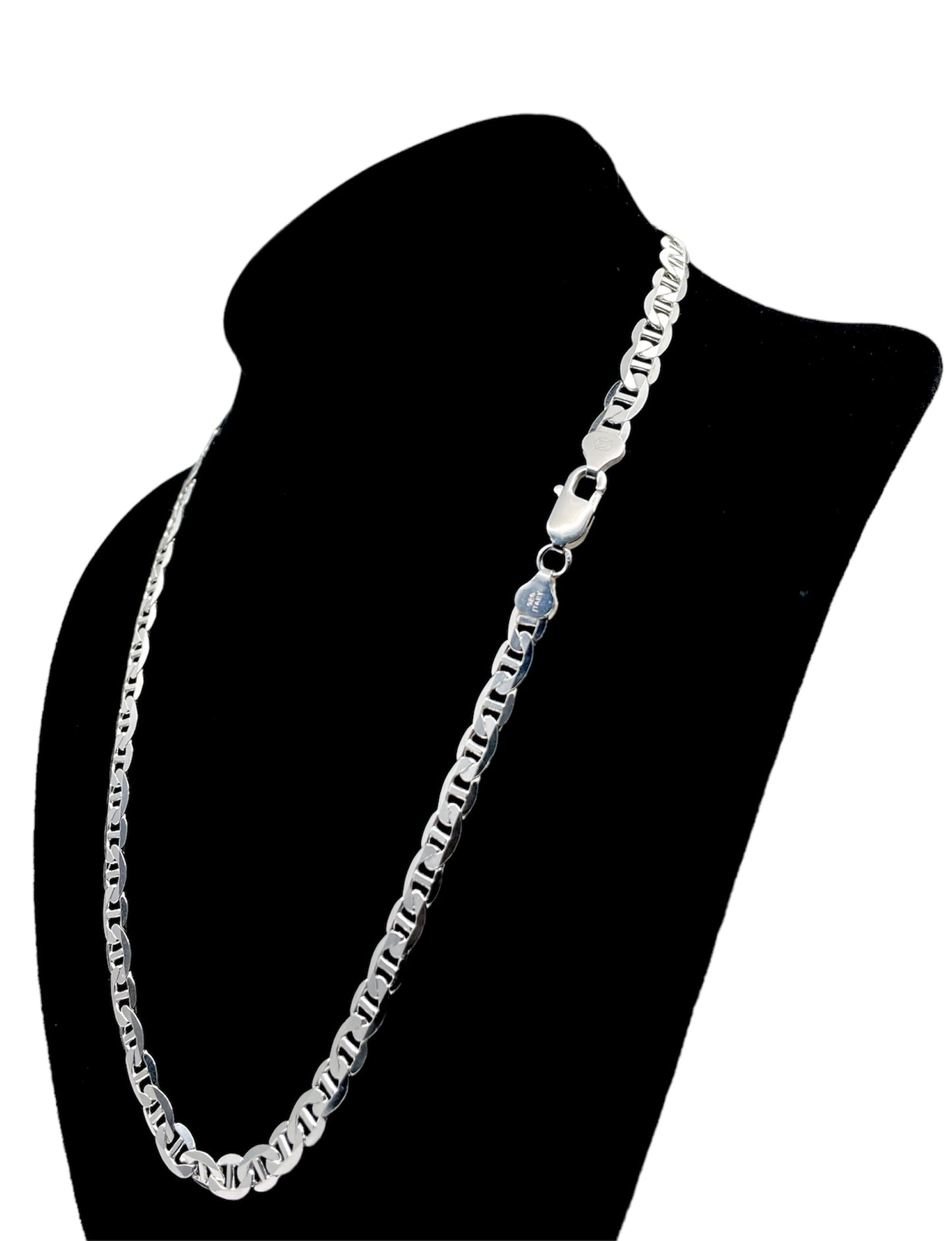 925 Silver Paveh Flat Marinar Chain - 20 inch