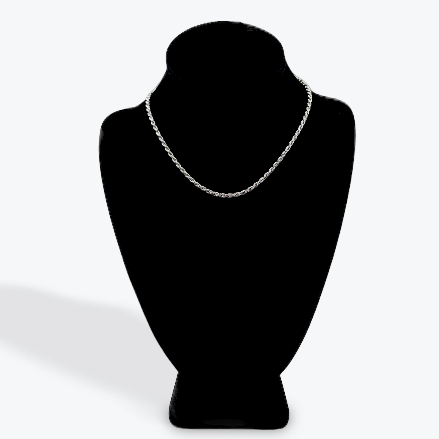 925 Silver Rope Chain Rhodium Plated - 16 inch