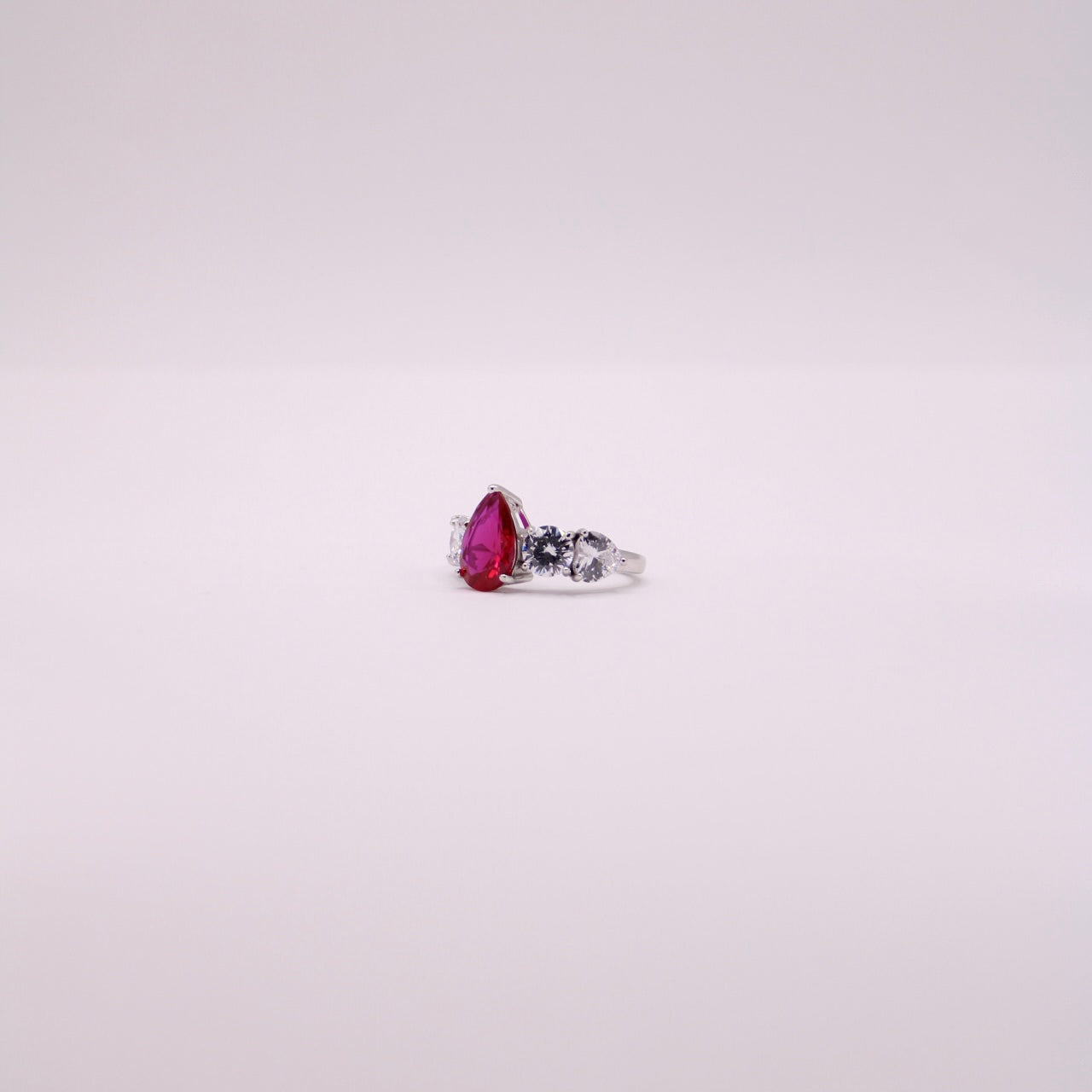 925 Red Drop Ring